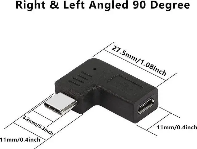 Alt view image 5 of 7 - Right Angle USB C to Micro USB Adapter 90 Degree Type C Male to Micro 5pin USB Female Charging and Data Transfer Connector Converter Adapter - 2 Pcs/Black