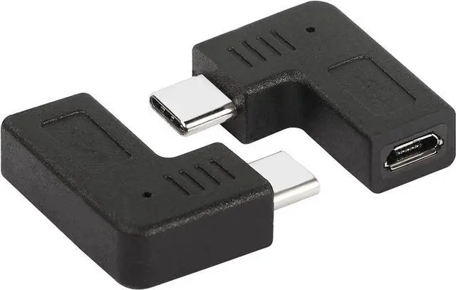 Alt view image 6 of 7 - Right Angle USB C to Micro USB Adapter 90 Degree Type C Male to Micro 5pin USB Female Charging and Data Transfer Connector Converter Adapter - 2 Pcs/Black