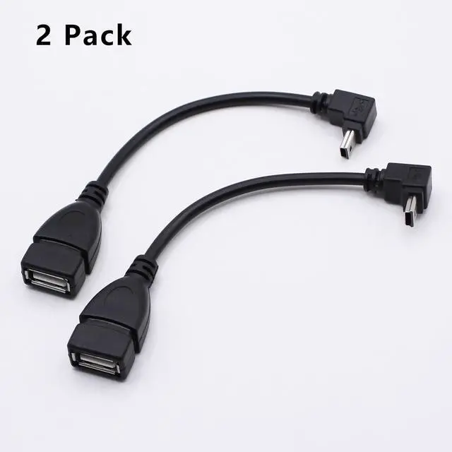 Alt view image 3 of 7 - 90 Degree Mini USB to USB A OTG Adapter Cable 5.5in Down Angle Mini USB 5-Pin Type B Male to USB Type A Female Adapter Cord for Digital Cameras Black 14cm(2 Pack Down)