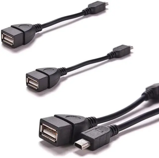 Main image of 3 Pack Mini USB OTG Cable Mini USB Male to USB 2.0 Female Host OTG Adapter Connector Converter for Digital Cameras Transfer Photo to Computer Dash Cam Ti-84 Calculator Mouse Tablet MP3 Player