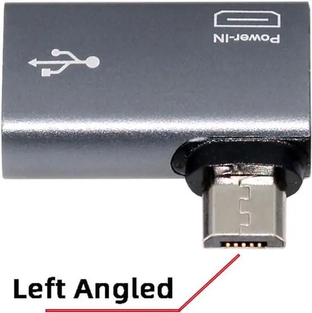 Alt view image 6 of 7 - 2 in 1 Micro USB OTG Power Adapter Micro USB Male to USB 2.0 Female 90 Degree Left Angled Connector Adapter