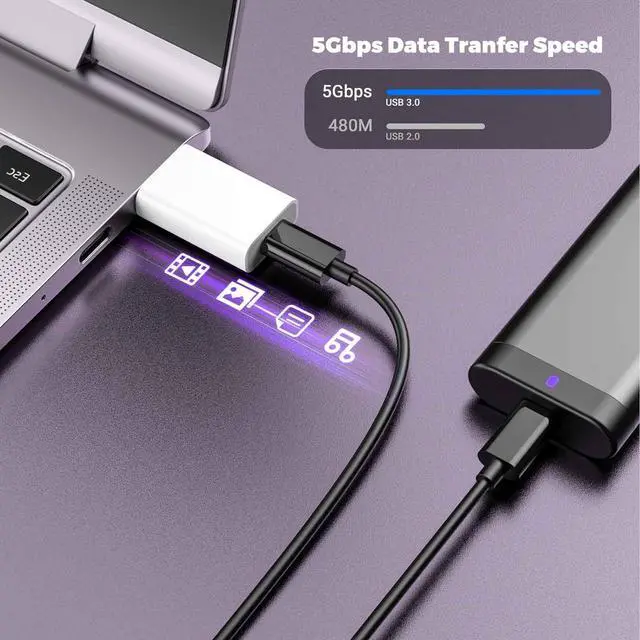 Alt view image 3 of 6 - OTG Adapter4-Pack USB-C Female to USB-A Male Adapter USB to USB C Adapter Compatible with iPhone 16 15 14 13 12 Car  MagSafe Watch Mini Wall Plug iPad Galaxy Pixel 7 6 5 CarPlay etc