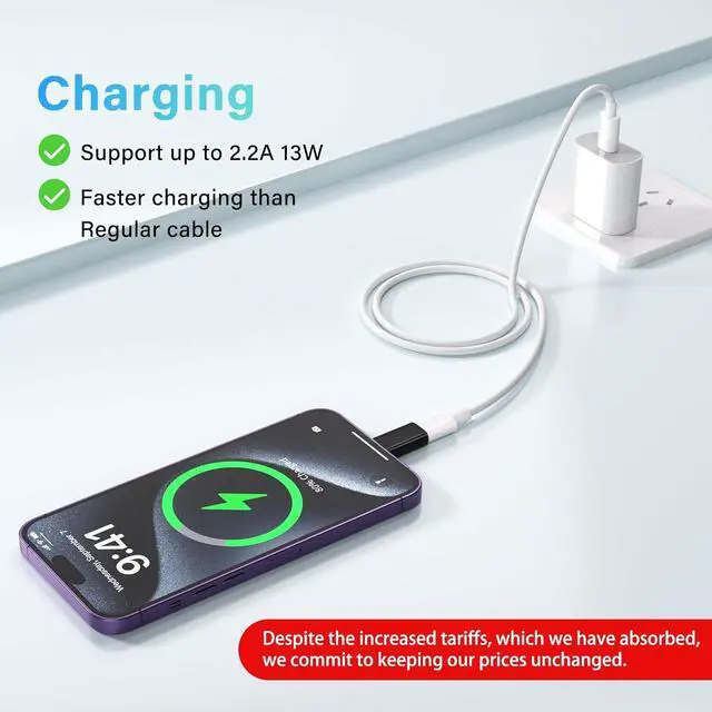 Alt view image 2 of 7 - USB C Type C to Lightning Adapter 4 Pack 1.8-2.2A 15W Fast Charging Support Data Sync,Lightning to USB Type C Cable Adapter for iPhone/iPad/for Airpods,with Anti-Lost Loop,Not for Audio/OTG (Black)