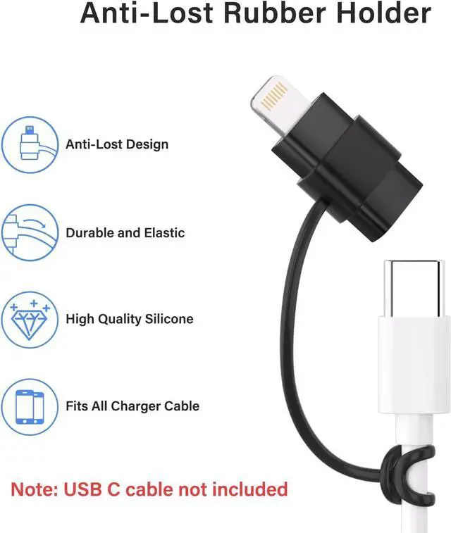 Alt view image 7 of 7 - USB C Type C to Lightning Adapter 4 Pack 1.8-2.2A 15W Fast Charging Support Data Sync,Lightning to USB Type C Cable Adapter for iPhone/iPad/for Airpods,with Anti-Lost Loop,Not for Audio/OTG (Black)