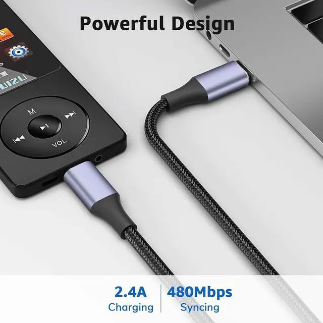 Alt view image 2 of 7 - USB C to Mini USB Cable 6FT [Aluminum Shell Braided] Durable Mini-B 5-Pin to Type-C Data Charging Charger OTG Cord for Hero 3+ PS3 Controller Canon Nikon Camera GPS Blue Yeti
