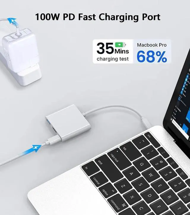 Alt view image 7 of 7 - USB C OTG Adapter USB C to USB Female with PD 60W Charging Power Adapter Compatible with iPad Pro Galaxy S21/S20/Note20/Tab S8/S6 Lite Google Pixel 5/4 Google Chromecast with Google TV/3D Printer