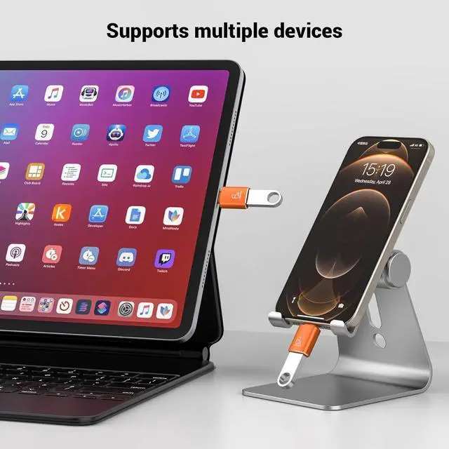 Alt view image 3 of 6 - 8 Pack 10Gbps/120W Type C Male to USB Female OTG Adapter Orange USB C to USB3.1 Adapter for Smartphone PC Laptop Tablet Keyboard etc.