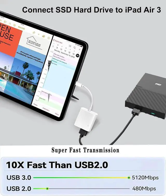 Alt view image 4 of 7 - Lightning to USB Camera Adapter with Charging Port for iPhone/iPad to Connect USB Flash Drive SSD Hard Drive Card Reader Keyboard Mouse Hubs MIDI Plug & Play