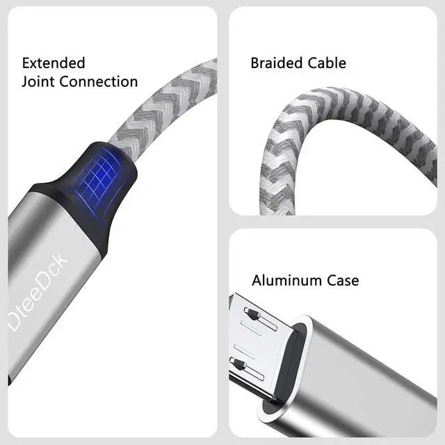 Alt view image 5 of 6 - USB C to Micro USB Cable 3.3ft Type C Adapter Cable Braided Male to Male for Charging & Data Transmission (1M)