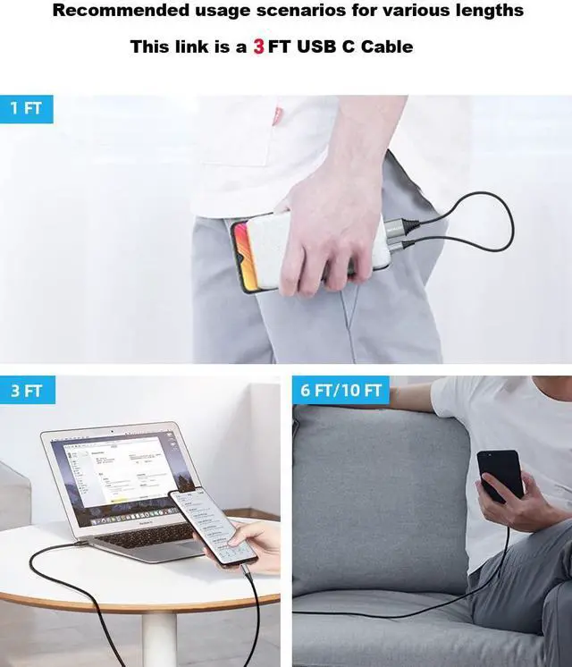 Alt view image 4 of 7 - USB C to Micro USB OTG Cable 3FT 2 Pack USB-C to Micro USB Charging Cable Support Charge & Data Transmission