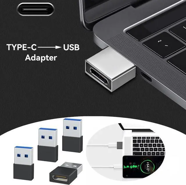 Alt view image 2 of 7 - USB to USB C Adapter 4 Pack USB C Female to USB Male OTG Charger Type C Converter Compatible with  Watch Ultra iWatch 7-9 iPhone 15~13 Plus Pro Max AirPods 3 iPad Air Car Galaxy (Black)