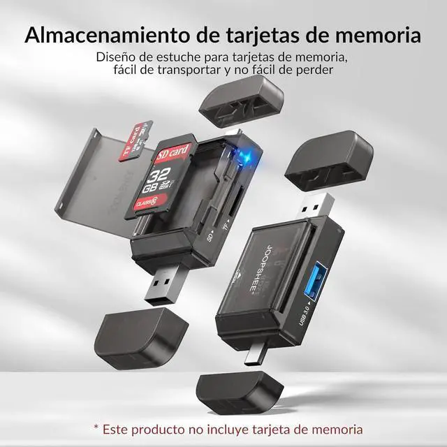 Alt view image 2 of 7 - 6-in-1 SD/TF Card Reader Adapter with USB A & Type C Port & USB 3.0 Slots for Micro SD/SDHC/SDXC/MMC Memory Cards Compatible with PC MacBook Chromebook Android Phone i-Phone