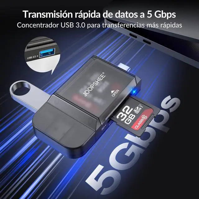 Alt view image 4 of 7 - 6-in-1 SD/TF Card Reader Adapter with USB A & Type C Port & USB 3.0 Slots for Micro SD/SDHC/SDXC/MMC Memory Cards Compatible with PC MacBook Chromebook Android Phone i-Phone