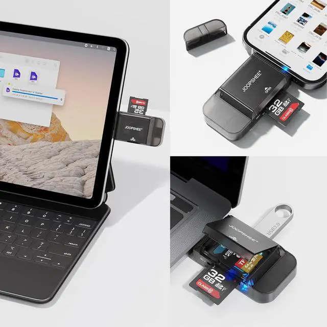 Alt view image 5 of 7 - 6-in-1 SD/TF Card Reader Adapter with USB A & Type C Port & USB 3.0 Slots for Micro SD/SDHC/SDXC/MMC Memory Cards Compatible with PC MacBook Chromebook Android Phone i-Phone
