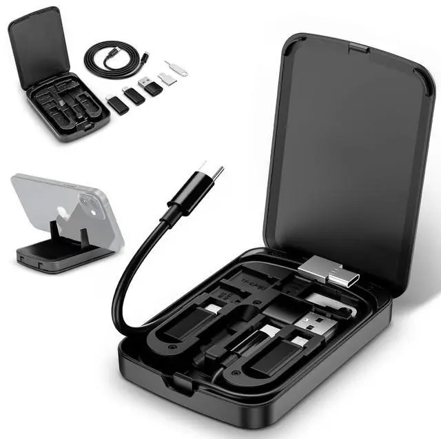 Main image of Multi-Functional Compact Cable Card with 22 USB-C Cable & USB-A/Micro-USB/Light/OTG USB Adapter Kit Cable Convertor Storage Box for Traveling Phone Pad Charging PC Computer Data Transfer