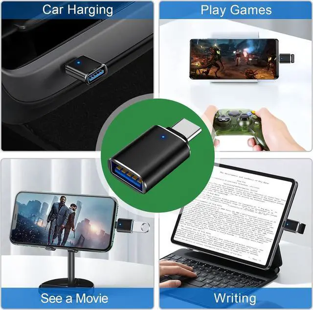 Alt view image 6 of 6 - USB C to USB Adapter Type C Male to USB 3.0 OTG Adapter with Blue LED Indicator Light Compatible with MacBook Pro/Air USB-C Phones and Tablets and Other USB-C Devices Plug and Plug