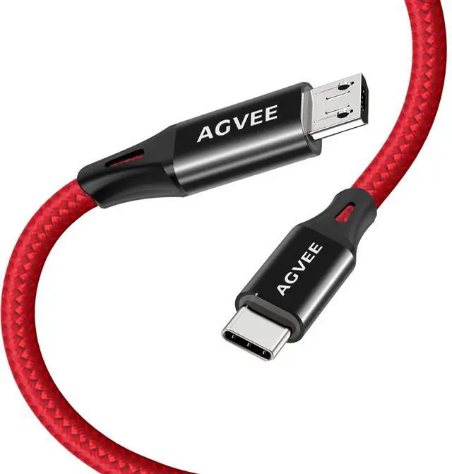 Main image of 2 Pack 3ft USB-C OTG to Micro USB Cable Braided Charger Data Sync Cord Charging Wire Adapter for  Galaxy S7 S6 J7 J3 LG PS4 Kindle PS4 Xbox Controller Android Phone Red