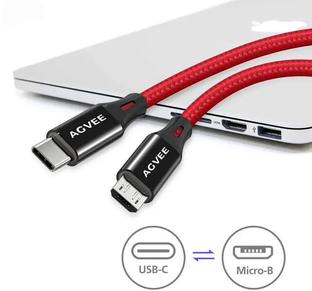 Alt view image 6 of 7 - 2 Pack 3ft USB-C OTG to Micro USB Cable Braided Charger Data Sync Cord Charging Wire Adapter for  Galaxy S7 S6 J7 J3 LG PS4 Kindle PS4 Xbox Controller Android Phone Red