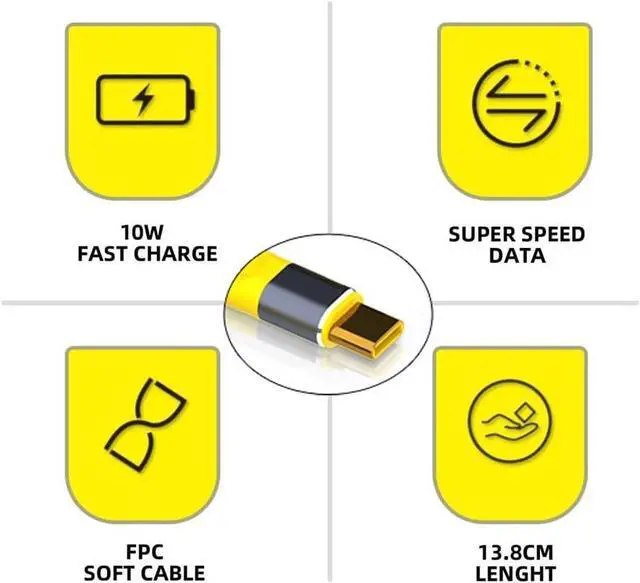 Alt view image 3 of 7 - Yellow USB 3.1 Type C Male Host to USB3.0 Type A Female OTG Flat Slim FPC Data Cable for Laptop & Phone