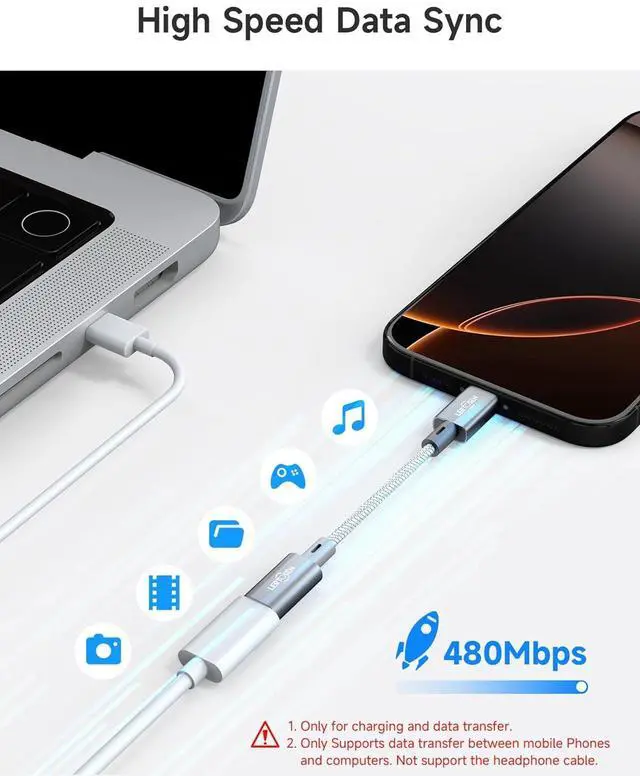 Alt view image 6 of 7 - 2 Pack 27W USB C to Lightning Cable Adapter, PD Fast Charging & Data Transfer, Type C Female to Lightning Male Charger Converter Cord for iPhone 14/13/12/11,iPad, Airpods,Not for Audio/Headphone/OTG