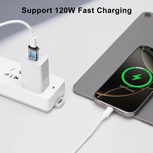 Alt view image 2 of 7 - USB to USB C Adapter OTG with 120W Fast Charging Type C Female to Type A Male Transparent Adapter for Laptop MacBook U Disk Hard Drive 2-Pack Black