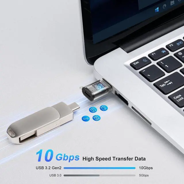 Alt view image 3 of 7 - USB to USB C Adapter OTG with 120W Fast Charging Type C Female to Type A Male Transparent Adapter for Laptop MacBook U Disk Hard Drive 2-Pack Black