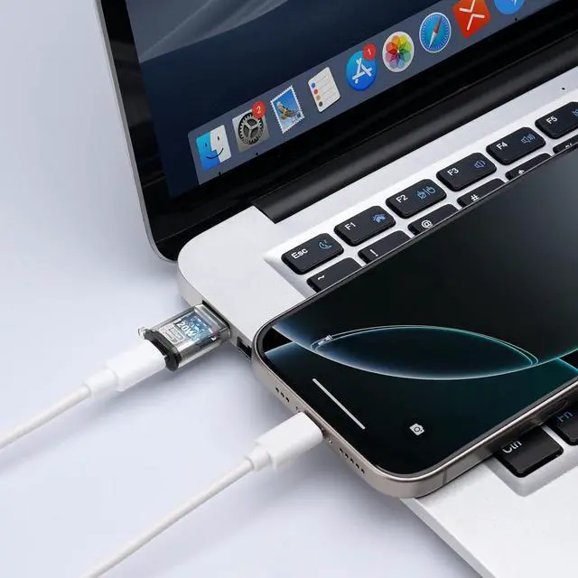 Alt view image 6 of 7 - USB to USB C Adapter OTG with 120W Fast Charging Type C Female to Type A Male Transparent Adapter for Laptop MacBook U Disk Hard Drive 2-Pack Black