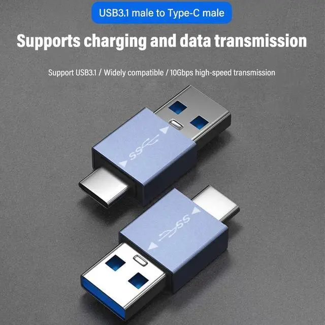 Alt view image 2 of 5 - 2 PCS Type-C to USB3.1 Adapter Type-c Male to USB-A Male ConverterSupport OTG Function Suitable for Laptop phablet Phone Connected to U Disk Keyboard (Type-C Male to USB3.0 Male)