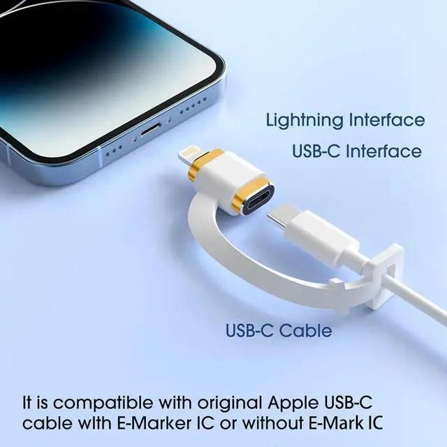 Alt view image 4 of 6 - USB C Type C to Lightning Adapter [4 Pack] 12W Charging Compatible for iPhone 14 & Previous Models iPad iPod AirPods Not for Headphones/OTG Android Anti-Lost Holder Light Yellow