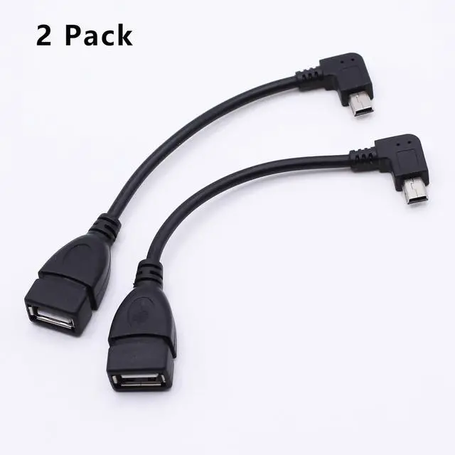 Alt view image 3 of 7 - 90 Degree Mini USB to USB A OTG Adapter Cable 5.5in Left Angle Mini USB 5-Pin Type B Male to USB Type A Female Adapter Cord for Digital Cameras Black 14cm(2 Pack Left)