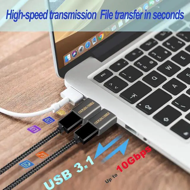 Alt view image 3 of 7 - USB C to USB Adapter OTG 3A Fast Charging 10Gbps Super Transfer USB-IF Certified Zinc Alley Shell Compatible with MacBook Pro/Air iPhone 15 Laptop Tablet (1 2 Pack-Grey)