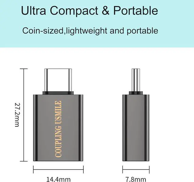 Alt view image 7 of 7 - USB C to USB Adapter OTG 3A Fast Charging 10Gbps Super Transfer USB-IF Certified Zinc Alley Shell Compatible with MacBook Pro/Air iPhone 15 Laptop Tablet (1 2 Pack-Grey)
