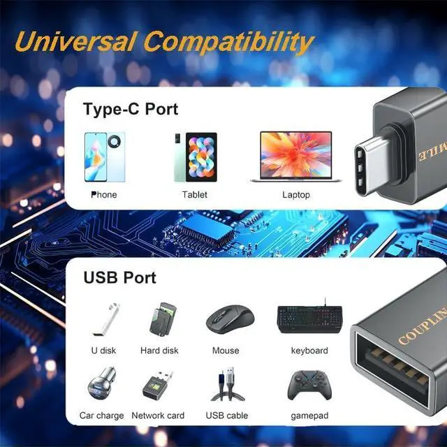 Alt view image 6 of 7 - USB C to USB Adapter OTG 3A Fast Charging 10Gbps Super Transfer USB-IF Certified Zinc Alley Shell Compatible with MacBook Pro/Air iPhone 15 Laptop Tablet (1 2 Pack-Grey)