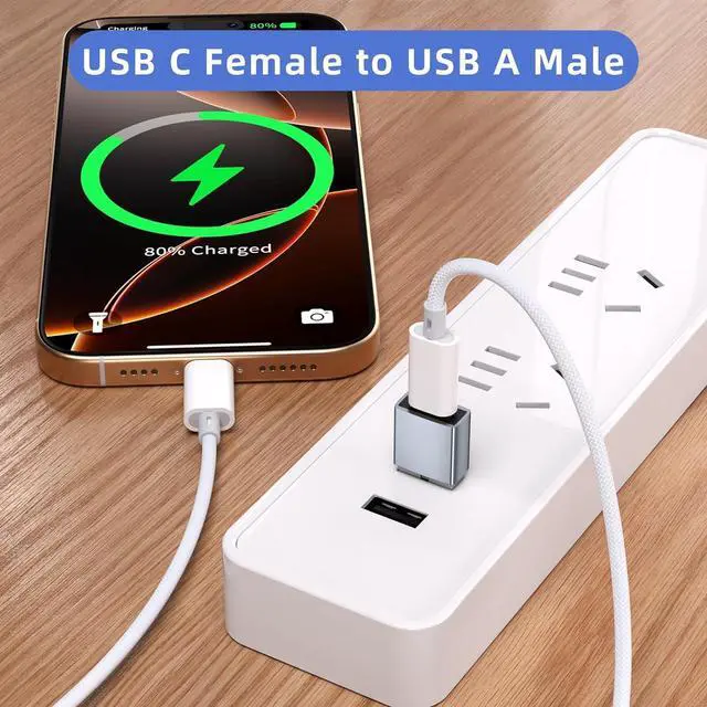 Alt view image 2 of 7 - USB to USB C Adapter for iPhone 16 Charger 5Pack USBC Female to A Male OTG Type C Converter for  Watch Ultra iWatch 7 8 9 10 iPhone 15 14 13 Plus Pro Max AirPods iPad Car  S24