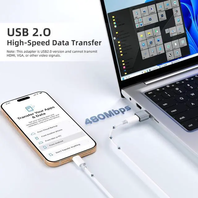 Alt view image 3 of 7 - USB to USB C Adapter for iPhone 16 Charger 5Pack USBC Female to A Male OTG Type C Converter for  Watch Ultra iWatch 7 8 9 10 iPhone 15 14 13 Plus Pro Max AirPods iPad Car  S24