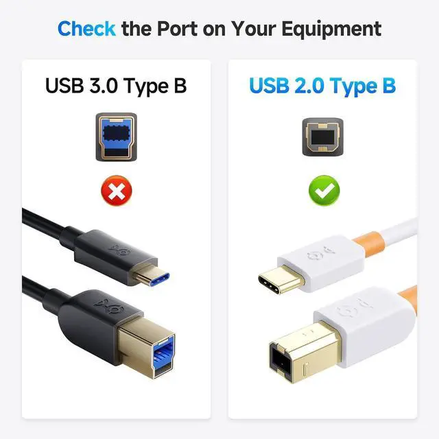 Alt view image 3 of 7 - USB B to USB C Cable - 6.6ft USB-C to USB-B Cable MIDI to USBC Cord Compatible with Printer MIDI Controller/Keyboard White