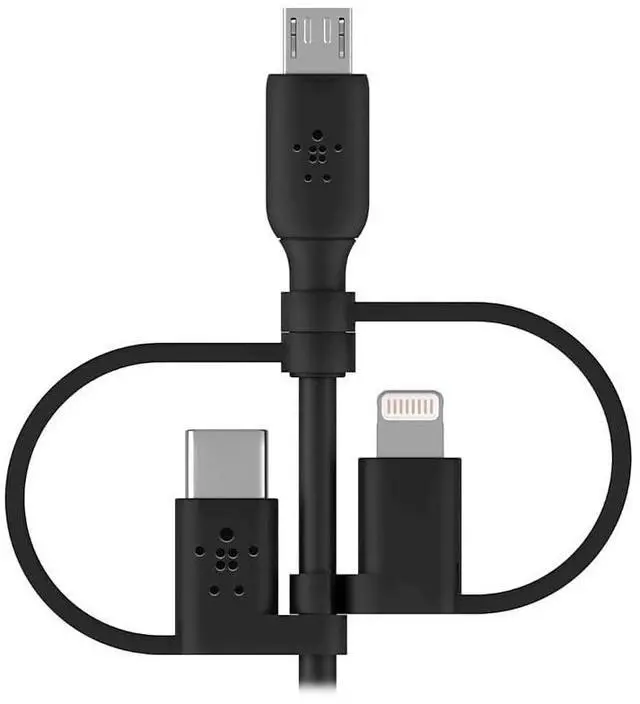 Alt view image 2 of 5 - 3-in-1 Universal USB-A Cable - USB-C Cable Lightning Cable Micro-USB Charging Cable - Charging Cord Boost Charge Charger Designed for  iPhones & iPads Galaxy Tablet Smartphone - Black