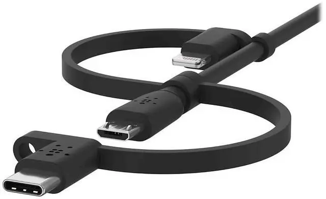Alt view image 5 of 5 - 3-in-1 Universal USB-A Cable - USB-C Cable Lightning Cable Micro-USB Charging Cable - Charging Cord Boost Charge Charger Designed for  iPhones & iPads Galaxy Tablet Smartphone - Black