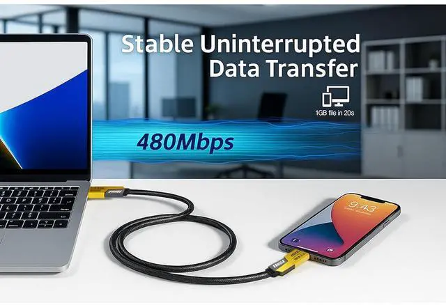 Alt view image 5 of 7 - 4 in 1 Charging Cable 2-Pack 100W USB C to Lightning Cable 6FT Fast Charging [480Mbps] Flat Nylon Braided Charger Cord with Lightn-ing/USB C/USB A Port for iPhone iPad & More