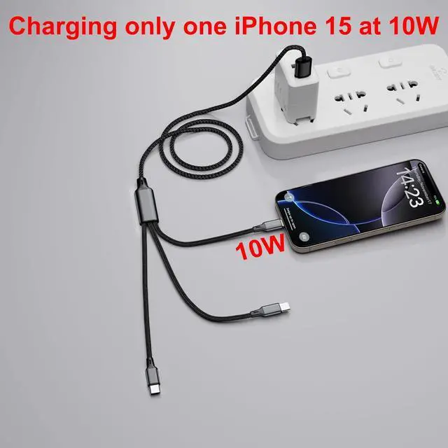 Alt view image 6 of 7 - 6.6FT Multi USB C Charging Cable 2Pack 3-in-1 USB-A to 3 USB-C Connectors Multiple USB Type C Splitter Cords for iPhone 16/15 Pro Max iPad Air/Pro  Galaxy S24 Google Pixel Android Car