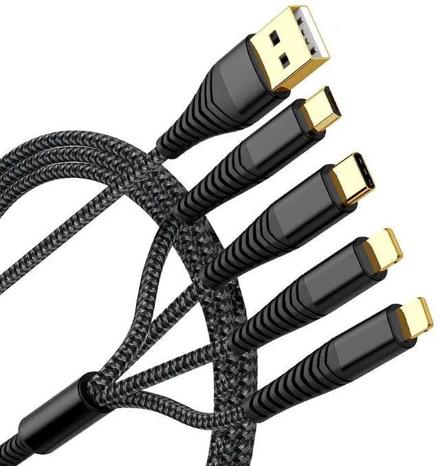 Main image of 2Pack 6FT Multi Charging Cable 3A Multi Charger Cable Nylon Braided Universal 4 in 1 Multi USB Cable Multiple Devices Charger Cord with Type C/Micro USB Connectors for Cell Phones and More