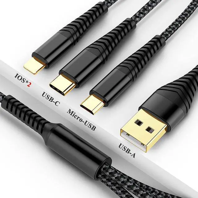 Alt view image 3 of 5 - 2Pack 6FT Multi Charging Cable 3A Multi Charger Cable Nylon Braided Universal 4 in 1 Multi USB Cable Multiple Devices Charger Cord with Type C/Micro USB Connectors for Cell Phones and More