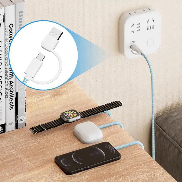 Alt view image 5 of 7 - ???????????????? ?????????? ???????? Charging USB C Watch Phone Charger 3 in 2 Cable Compatible with  Watch Ultra SE Series 1-8 Universal Travel Multi Devices All in One Cord 4FT/1.2M-Blue