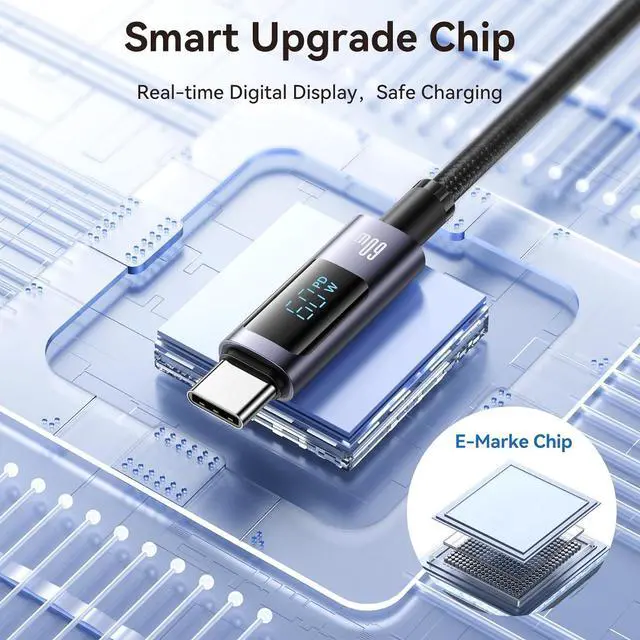Alt view image 6 of 7 - Multi Charger Cord 6 in 1 USB Cable Fast Charging Cable - PD 60w USB c Multi Fast Charging Cable with Led Display - 6 ft USB C/A to Type C/Phone/Micro Charger Cable Com patible with Phone/Laptops