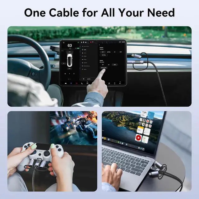 Alt view image 7 of 7 - Multi Charger Cord 6 in 1 USB Cable Fast Charging Cable - PD 60w USB c Multi Fast Charging Cable with Led Display - 6 ft USB C/A to Type C/Phone/Micro Charger Cable Com patible with Phone/Laptops