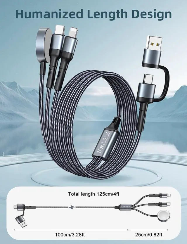 Alt view image 6 of 7 - Charger Cable for  Watch Upgraded 3 in 2 iPhone Watch Charger USB C Multi Charging Cable Compatible with iWatch Ultra/SE/10/9/8/7/6/5/4/3/2/1 & iPhone 16/15/14/13/12/11/Galaxy S23-4FT