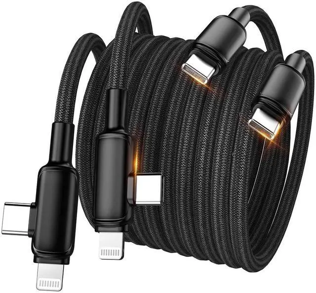 Main image of 2 in 1 USB C to USB C/Lightning Cable 2Pack 5FT Braided Type C Multi Charging Cable 60W Multiple Connectors Universal Fast Charger Cord for iPhone 16 15 14 Pro Max/iPad Air Pro/