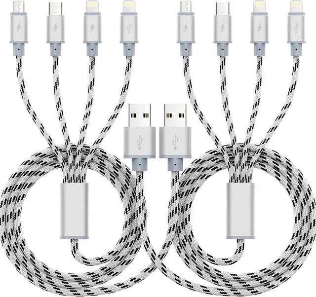 Main image of 2Pack Multi Charging Cable 3.5A 10Ft 4 in 1 Long Multiple Fast Charger Cable with Dual IP/Micro USB/Type C Ports for Phone 13/12/11/Xs/X/8/7/6/se/Tablets/ Galaxy/LG/Pixel/OnePlus