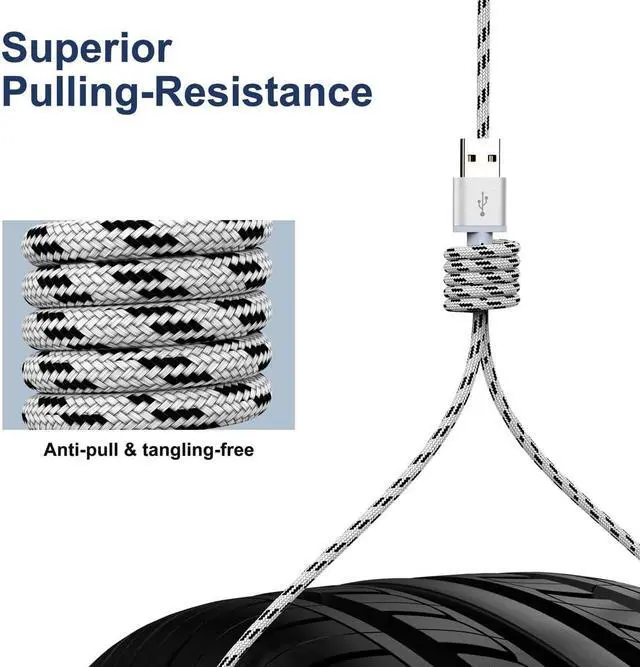 Alt view image 5 of 7 - 2Pack Multi Charging Cable 3.5A 10Ft 4 in 1 Long Multiple Fast Charger Cable with Dual IP/Micro USB/Type C Ports for Phone 13/12/11/Xs/X/8/7/6/se/Tablets/ Galaxy/LG/Pixel/OnePlus