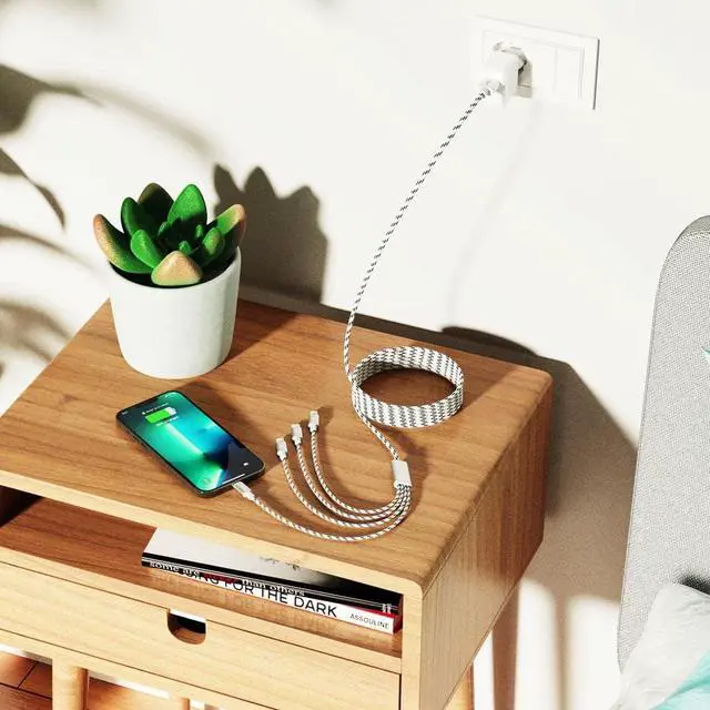 Alt view image 7 of 7 - 2Pack Multi Charging Cable 3.5A 10Ft 4 in 1 Long Multiple Fast Charger Cable with Dual IP/Micro USB/Type C Ports for Phone 13/12/11/Xs/X/8/7/6/se/Tablets/ Galaxy/LG/Pixel/OnePlus